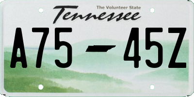 TN license plate A7545Z