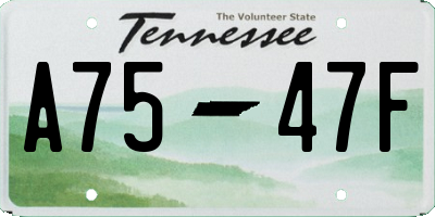 TN license plate A7547F