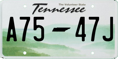 TN license plate A7547J