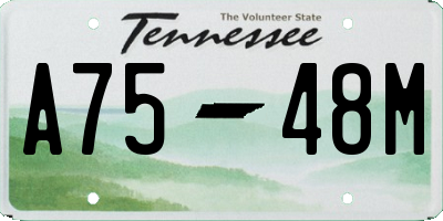TN license plate A7548M
