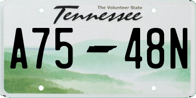 TN license plate A7548N
