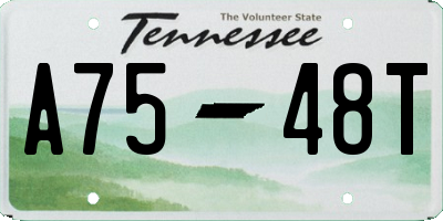 TN license plate A7548T