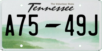 TN license plate A7549J