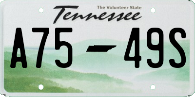 TN license plate A7549S