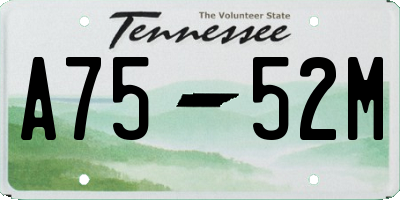 TN license plate A7552M