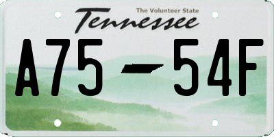 TN license plate A7554F