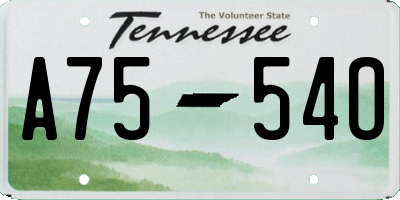 TN license plate A7554O