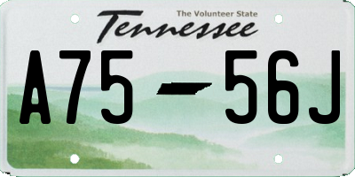 TN license plate A7556J