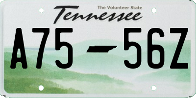 TN license plate A7556Z