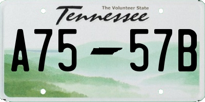 TN license plate A7557B