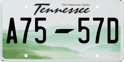 TN license plate A7557D