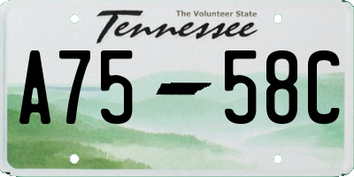 TN license plate A7558C
