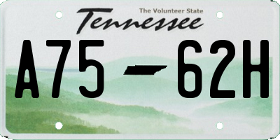 TN license plate A7562H