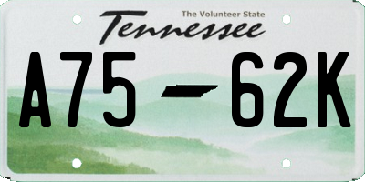 TN license plate A7562K