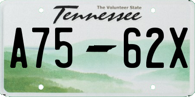 TN license plate A7562X
