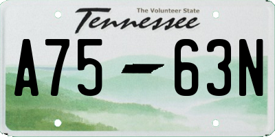 TN license plate A7563N