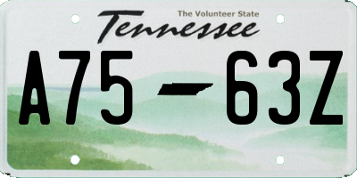 TN license plate A7563Z