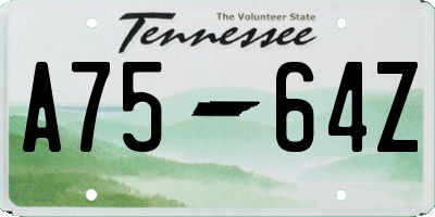 TN license plate A7564Z