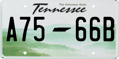 TN license plate A7566B