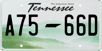 TN license plate A7566D