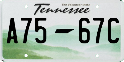 TN license plate A7567C