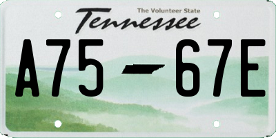 TN license plate A7567E