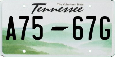 TN license plate A7567G