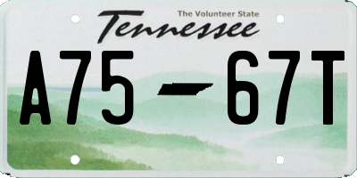 TN license plate A7567T