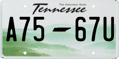 TN license plate A7567U