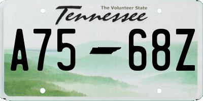 TN license plate A7568Z