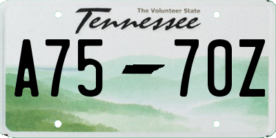 TN license plate A7570Z