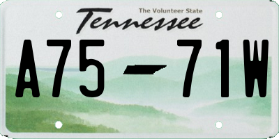 TN license plate A7571W