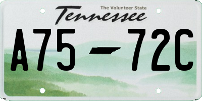 TN license plate A7572C