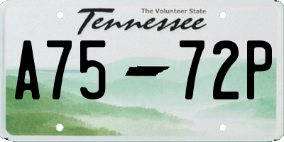 TN license plate A7572P