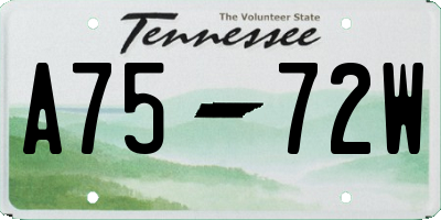 TN license plate A7572W