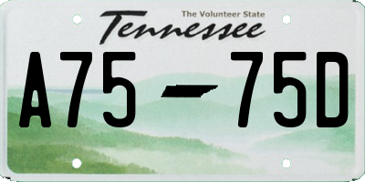 TN license plate A7575D
