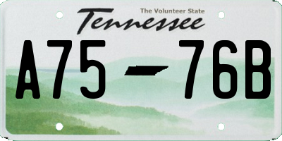 TN license plate A7576B
