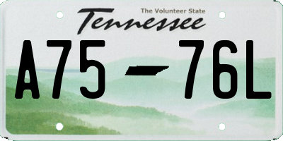 TN license plate A7576L