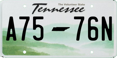 TN license plate A7576N