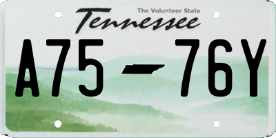 TN license plate A7576Y