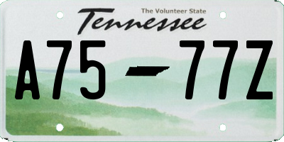 TN license plate A7577Z