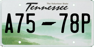 TN license plate A7578P