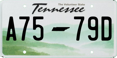 TN license plate A7579D