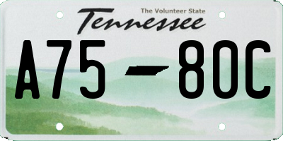 TN license plate A7580C