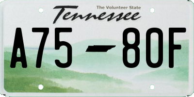 TN license plate A7580F