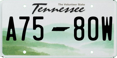 TN license plate A7580W