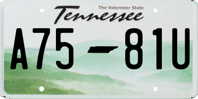 TN license plate A7581U
