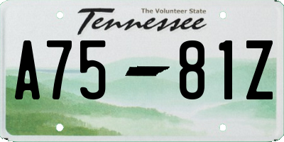 TN license plate A7581Z
