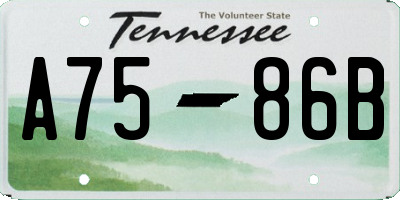 TN license plate A7586B
