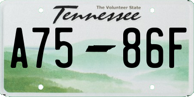 TN license plate A7586F